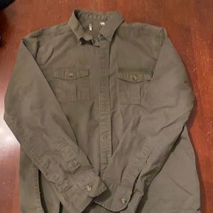 Boys army green Abercrombie and Fitch dress shirt 10/12